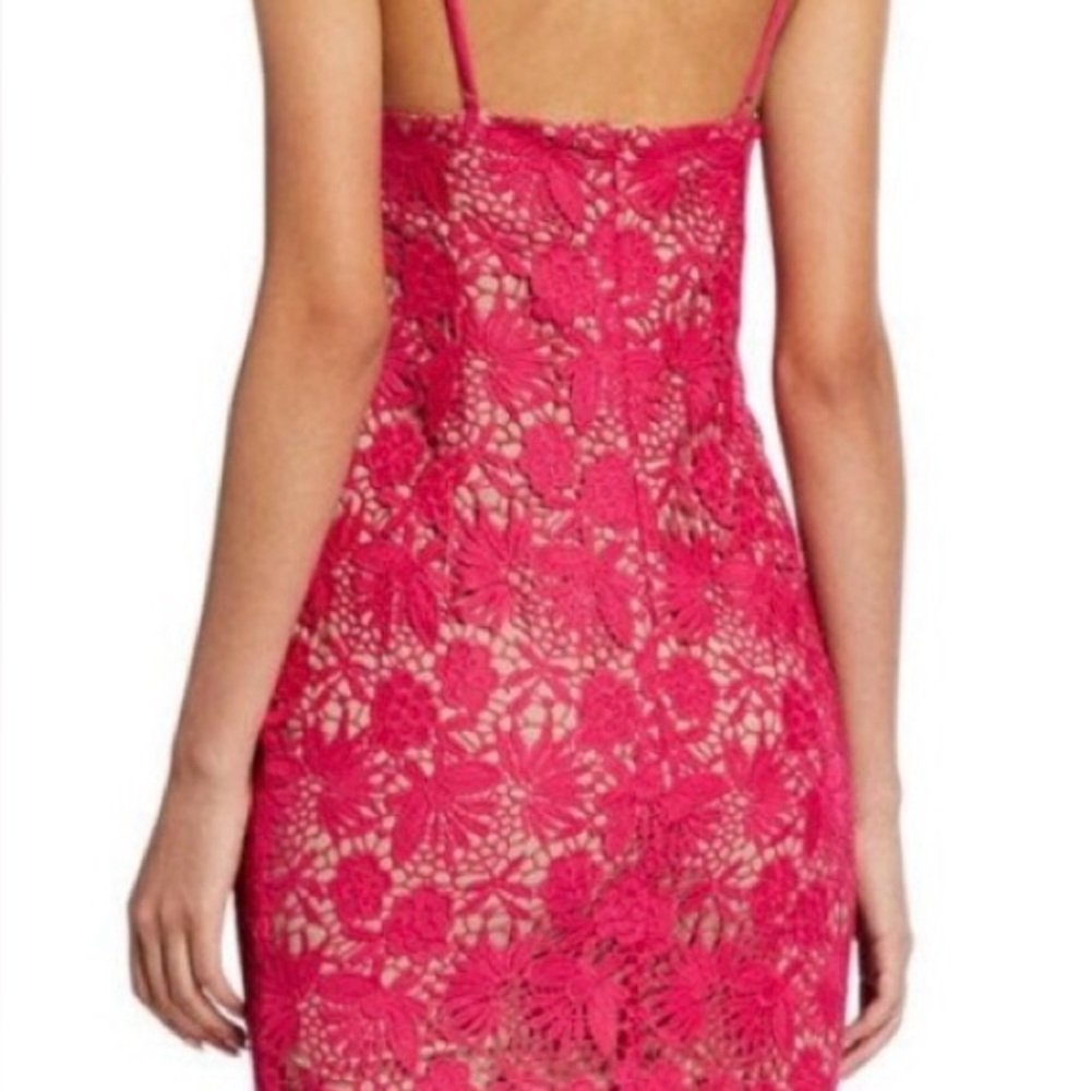 Bardot Strapless Red Floral Lace Dress - Picture 5 of 16